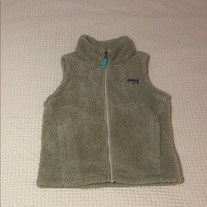 Patagonia Los Gatos Fleece Zip Up Vest Khaki girls size 12